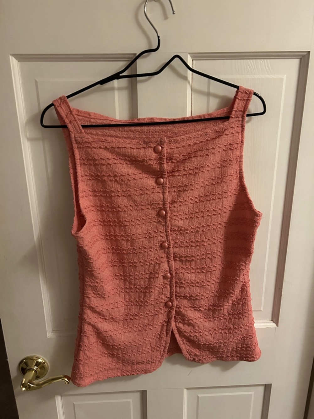 SHEIN Coral Pink Textured Button-Front Tank Top